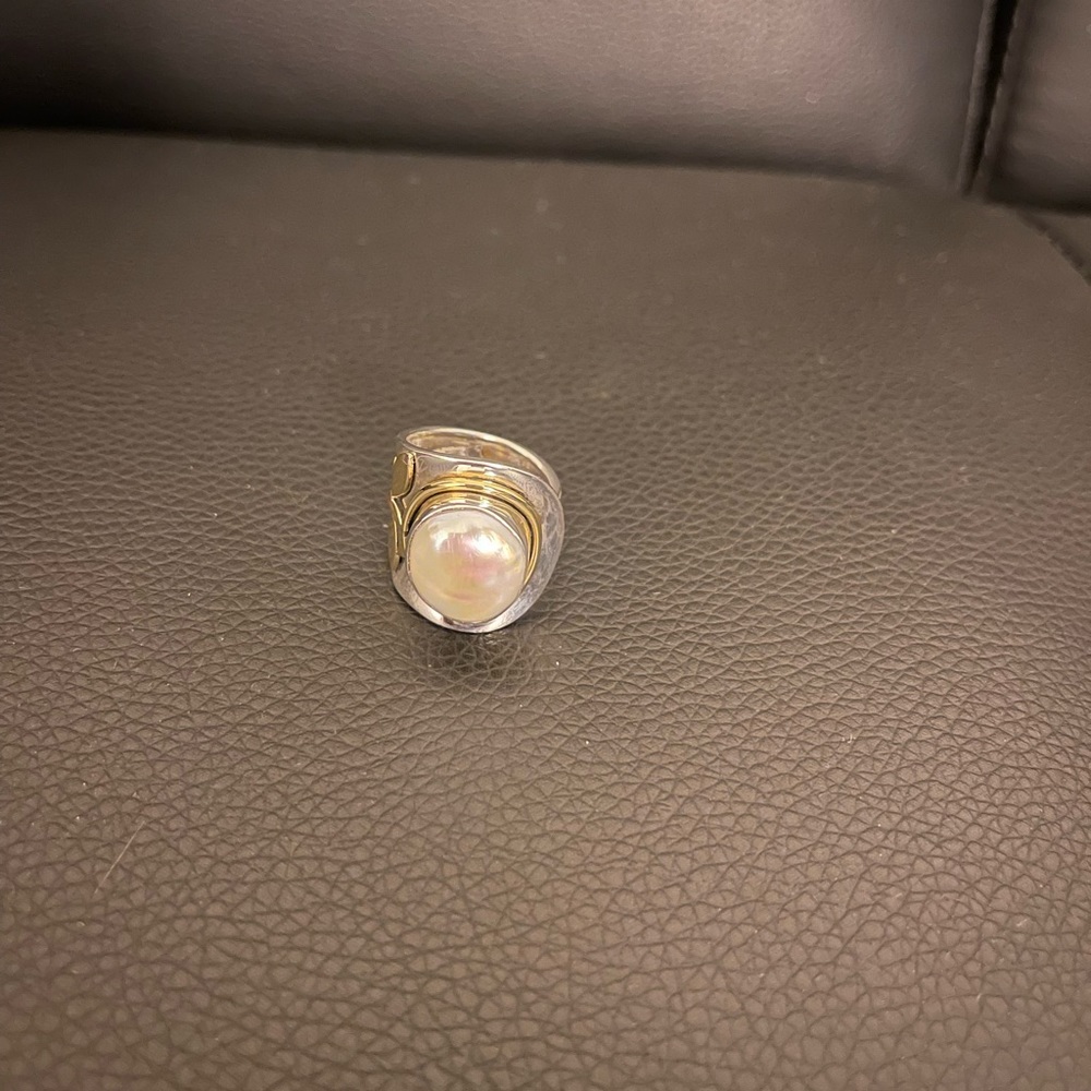 Mother of Pearl Adjustable Sterling Silver Ring